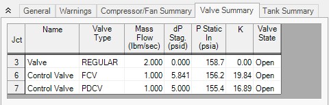 The Valve Summary tab of the Output window.